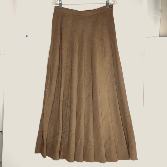 Bonnie & Norma Maxi Skirt Size 12 Brown Pleated Fall Flowy Silhouette Preppy - Picture 2 of 8
